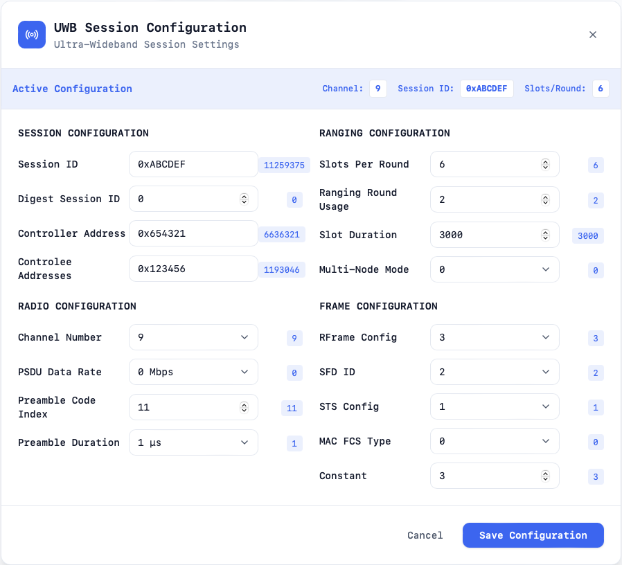Uwb Session Config